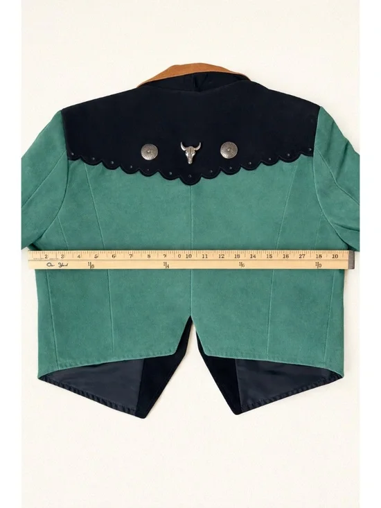 VINTAGE PIONEER WEAR WESTERN leather jacket green size M, cowgirl - Picture 7 of 8